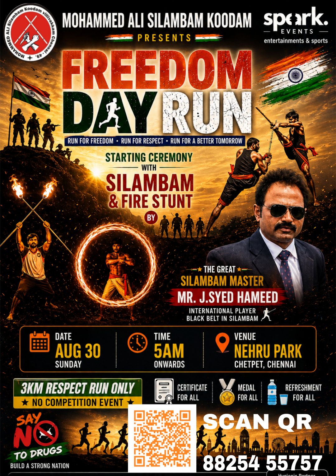 FREEDOM DAY RUN 2026 , Run for the Soldiers &amp; Drugs Free India aug 30th 5am to 6 am